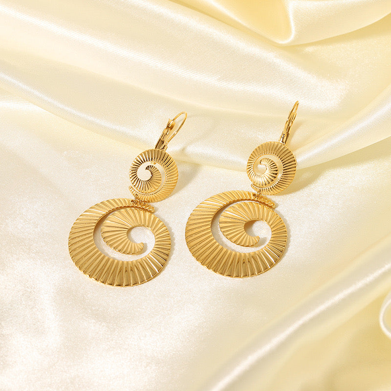 Swirls design ocean inspired dangle earrings stainless steel water resistant