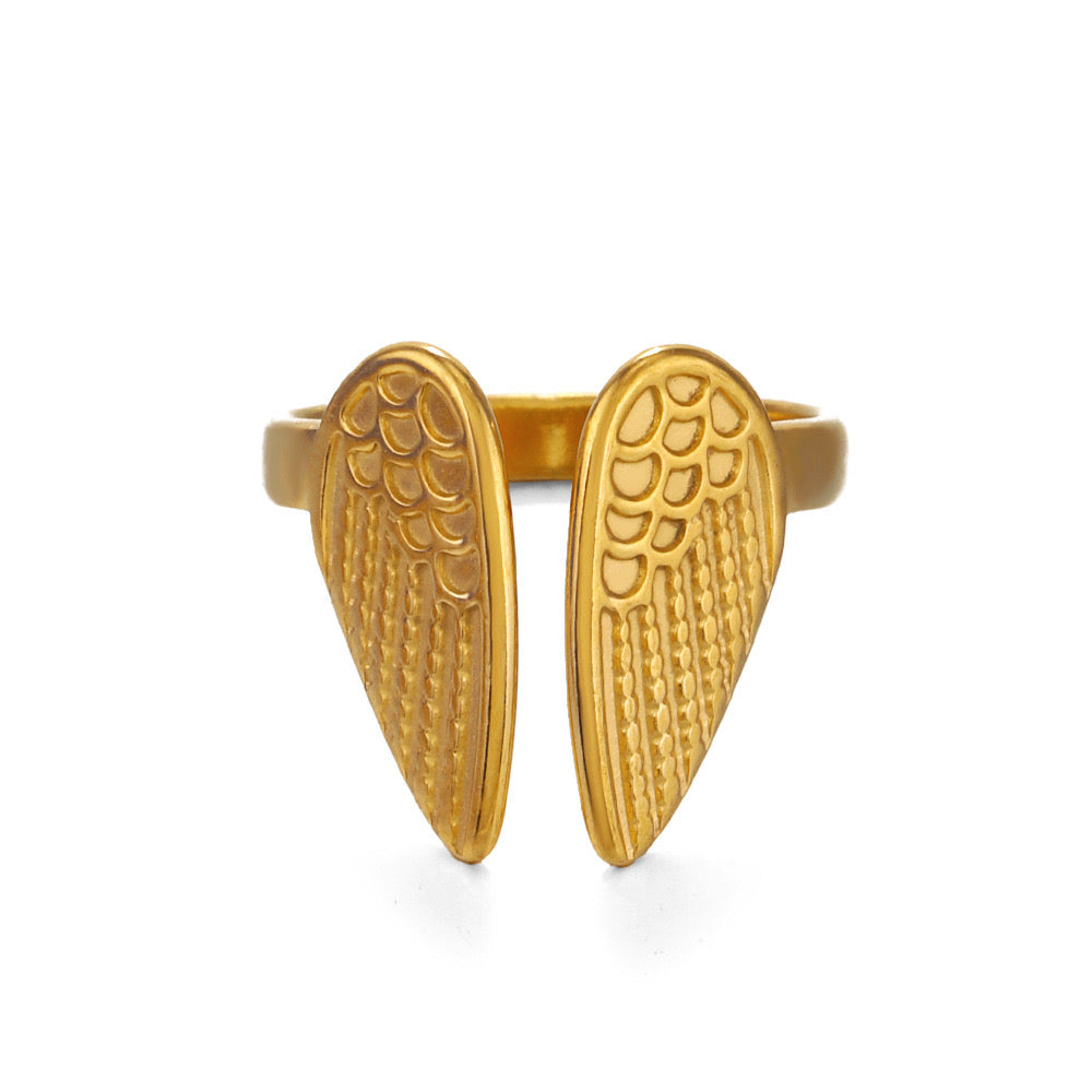 Angle wing design adjustable ring stainless steel water resistant tarnish free