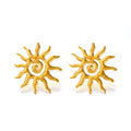 Large Sun with swirl pattern stylish studs earrings stainless steel