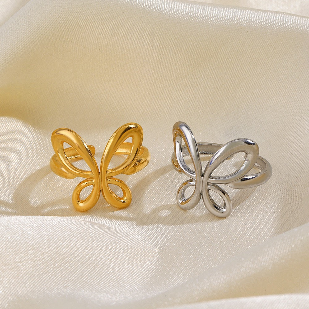 Butterfly shape design adjustable stainless steel water-resistant ring