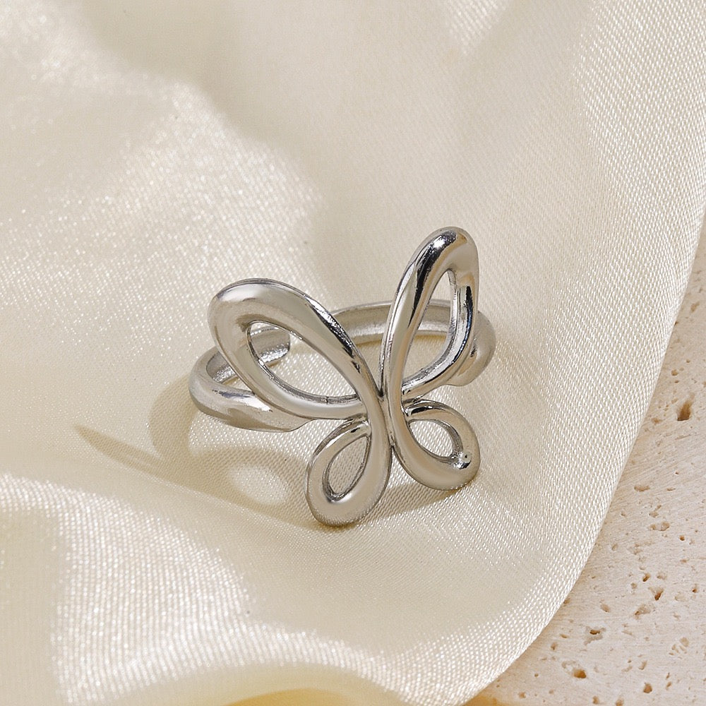 Butterfly shape design adjustable stainless steel water-resistant ring