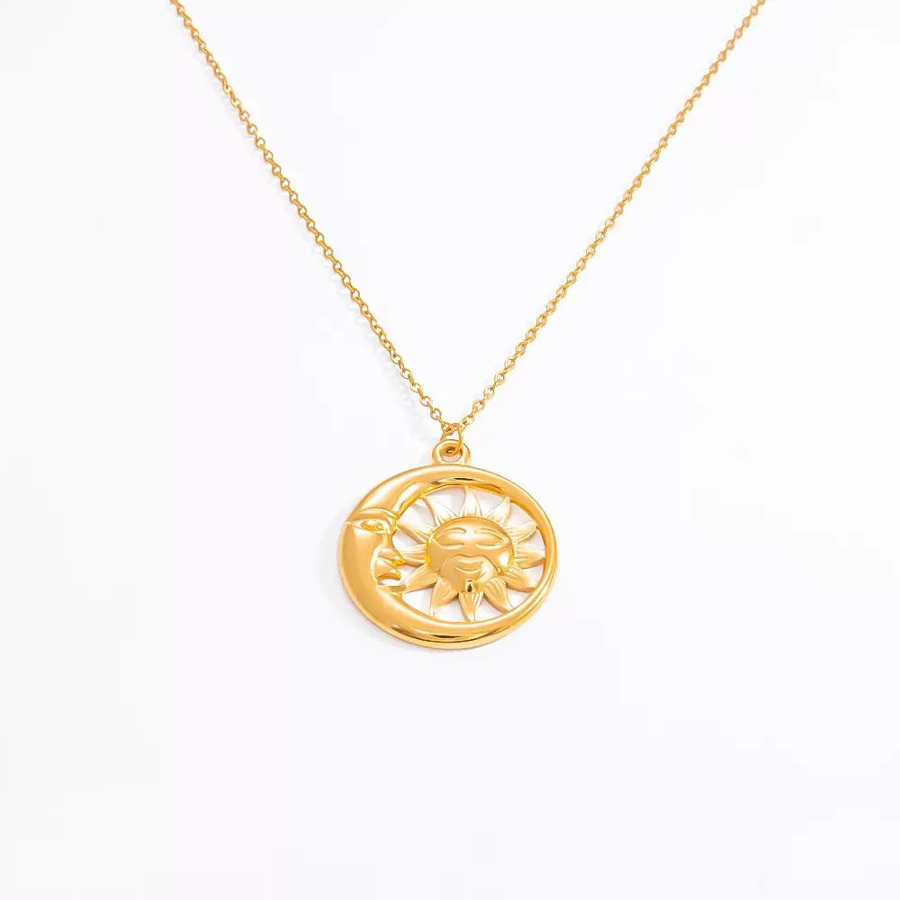 Sun and moon energy support necklace stainless steel tarnish free