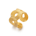 Geometric chunky shapes adjustable open ring stainless steel tarnish free
