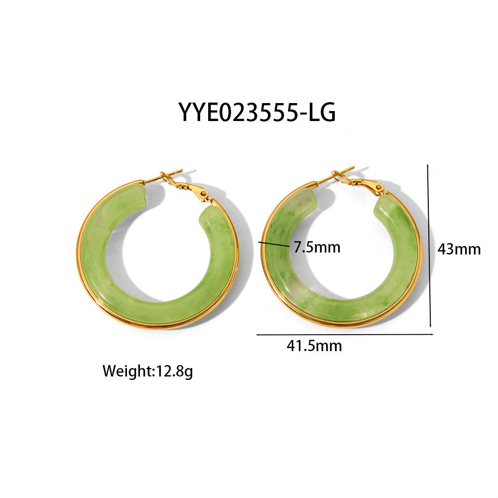 Colourful hoops earrings stainless steel tarnish free