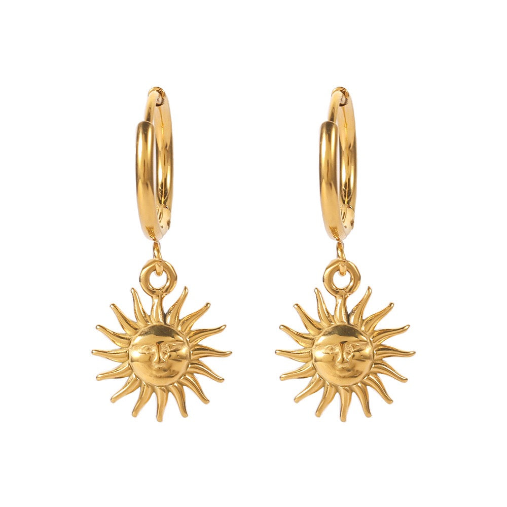 Little sun energy support gold&silver earrings stainless steel tarnish free