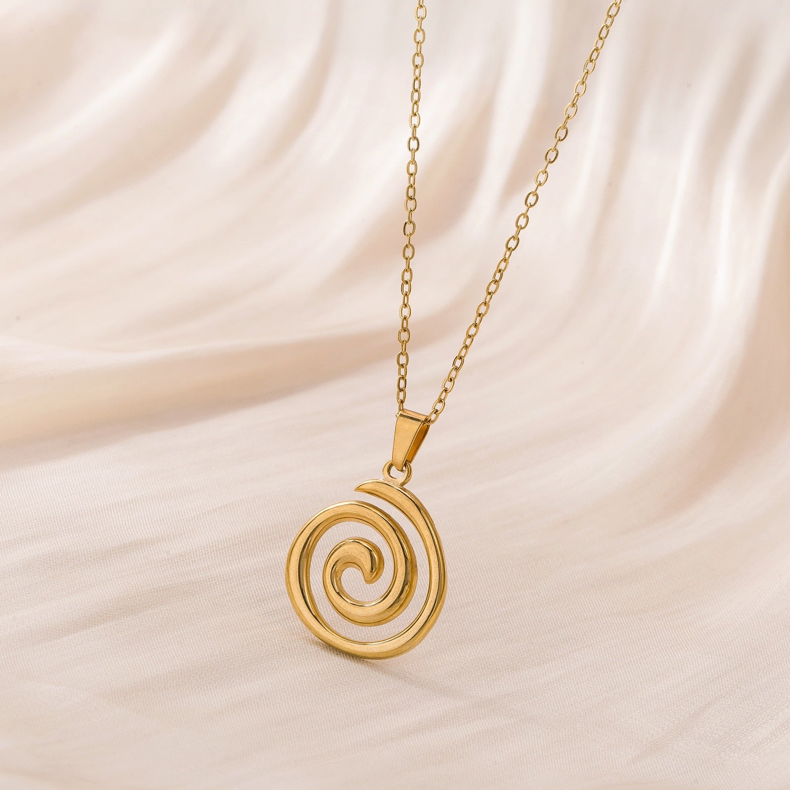 Swirl ocean inspired design silver&gold necklace stainless steel tarnish free water resistant