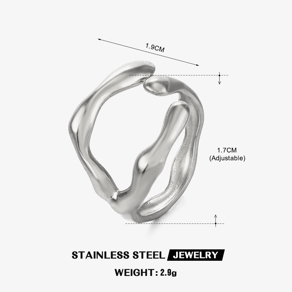 Stylish unique design adjustable ring stainless steel water resistant