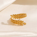 Fairy tree leaf adjustable silver & gold ring stainless steel tarnish free