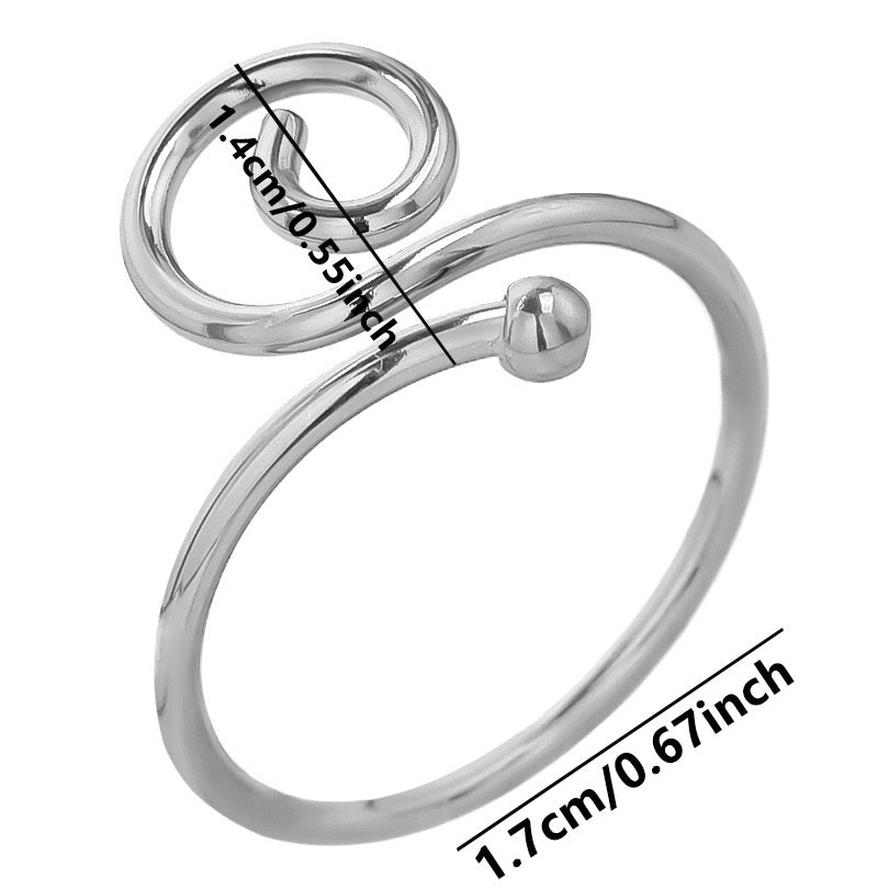 Swirl ocean inspired simple adjustable open ring stainless steel tarnish free water resistant