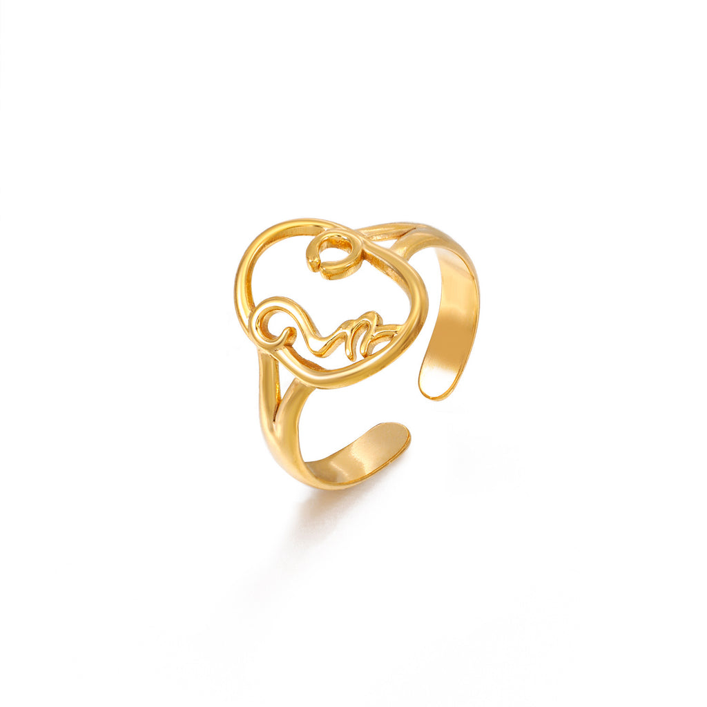 Face design adjustable size ring stainless steel tarnish free water resistant