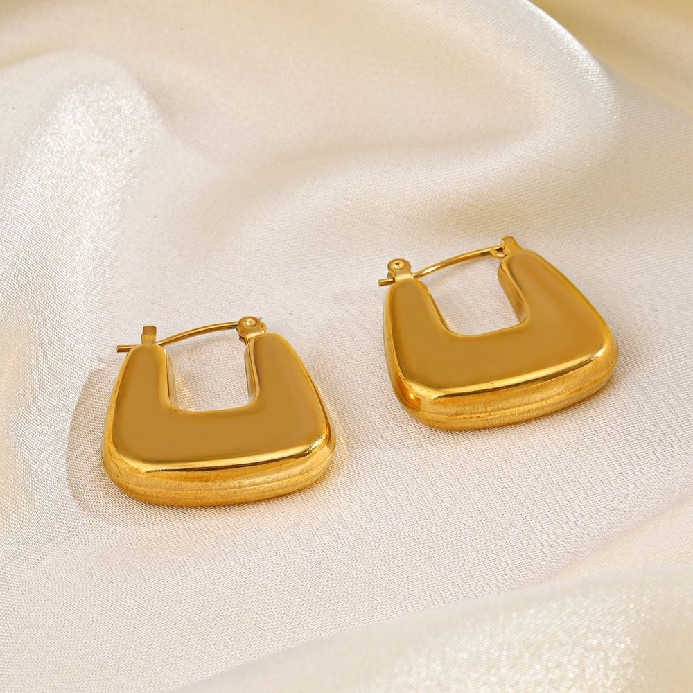 Square style stainless steel earrings tarnish free simple classic design