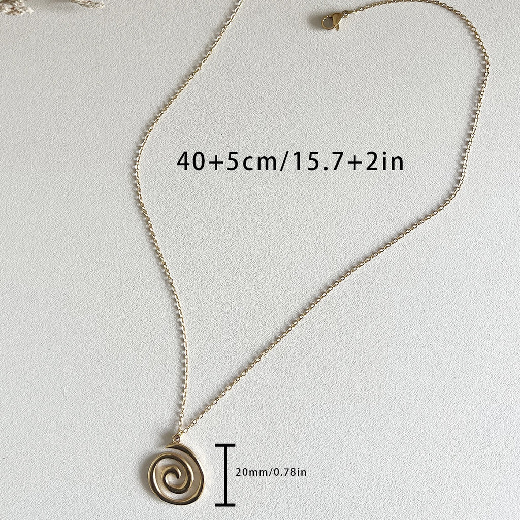 Swirl ocean inspired design silver&gold necklace stainless steel tarnish free water resistant