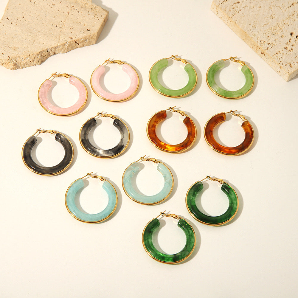 Colourful hoops earrings stainless steel tarnish free