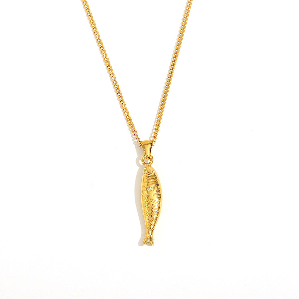 Fish ocean inspired design necklace stainless steel tarnish free water resistant