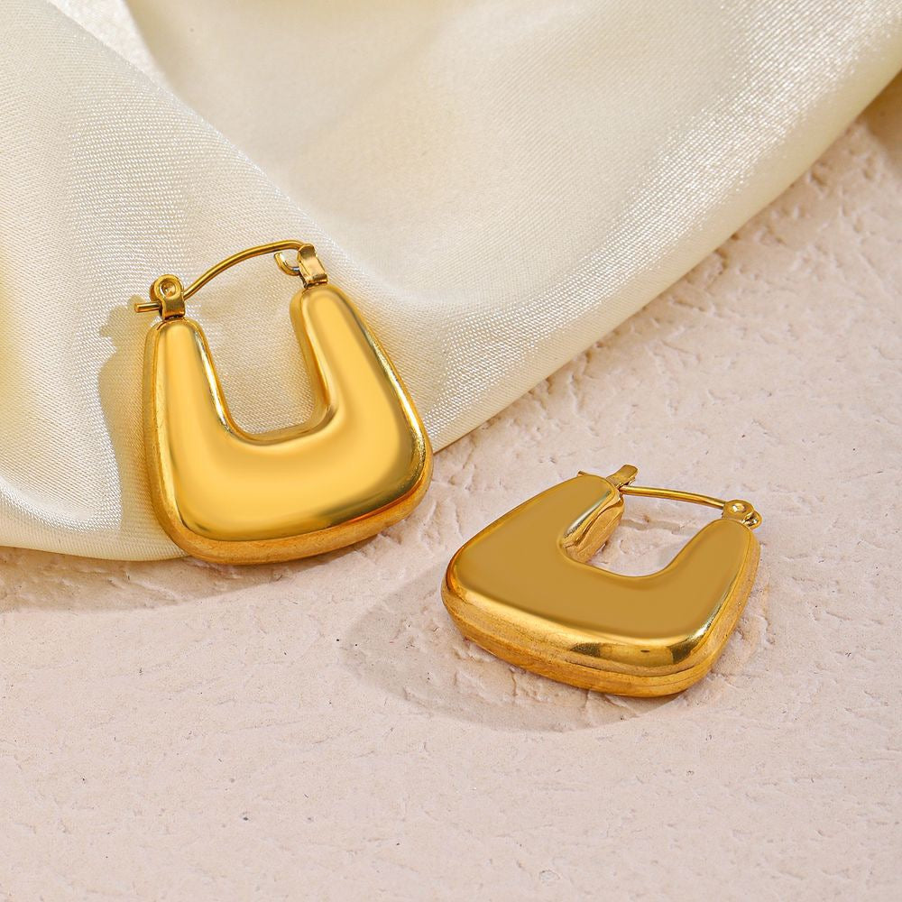 Square style stainless steel earrings tarnish free simple classic design