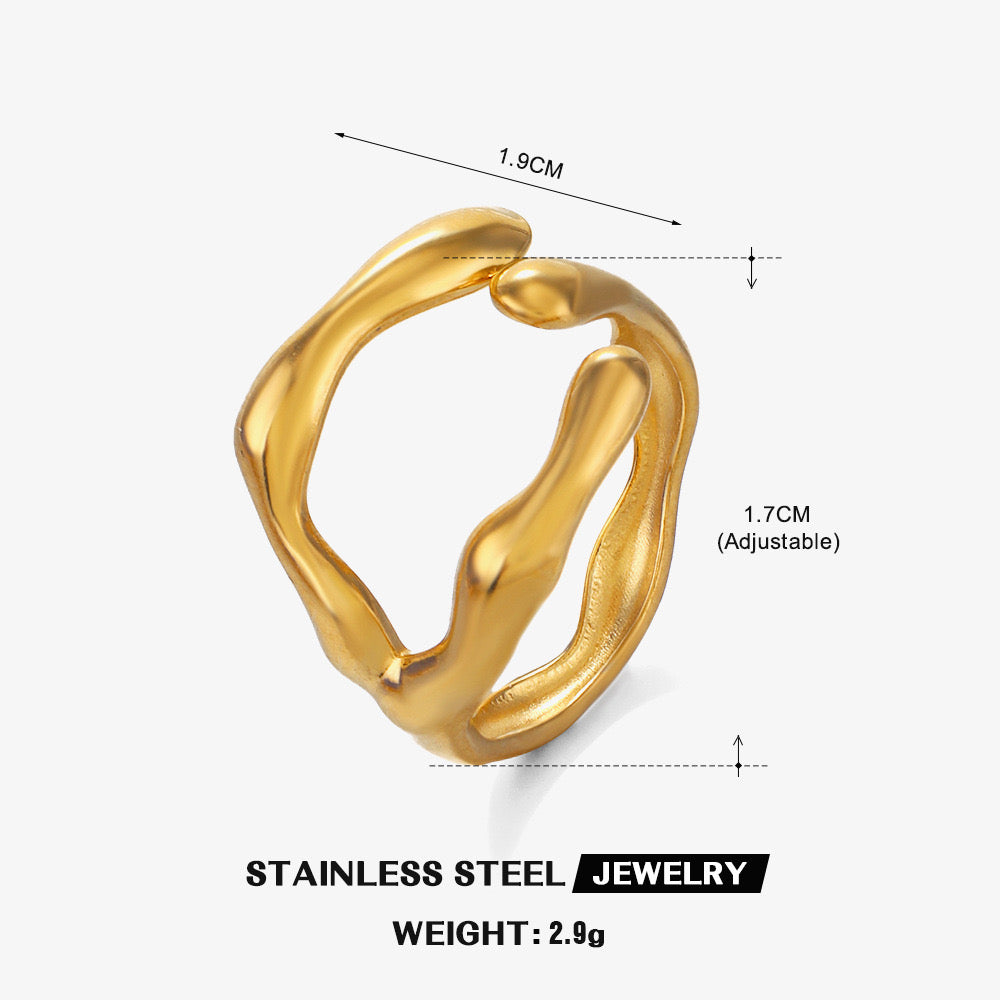 Stylish unique design adjustable ring stainless steel water resistant
