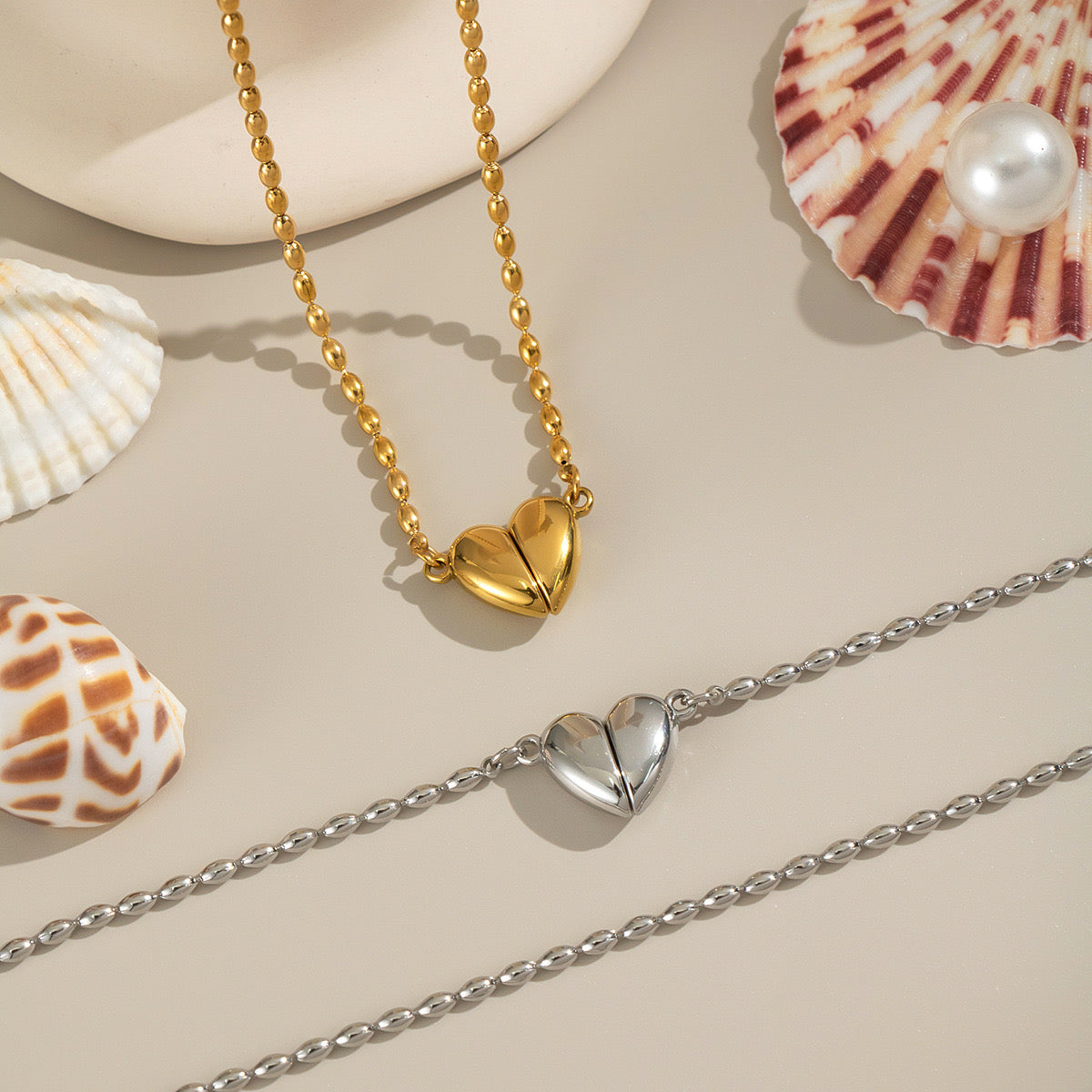 Classic love Heart magnet open design necklace stainless steel tarnish free