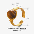 Stone circles classic energy design adjustable open ring stainless steel water resistant