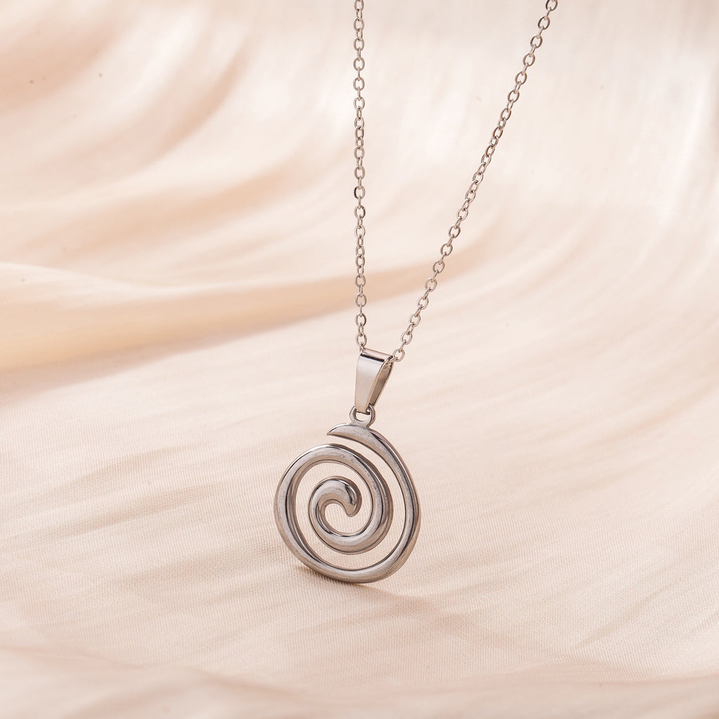Swirl ocean inspired design silver&gold necklace stainless steel tarnish free water resistant