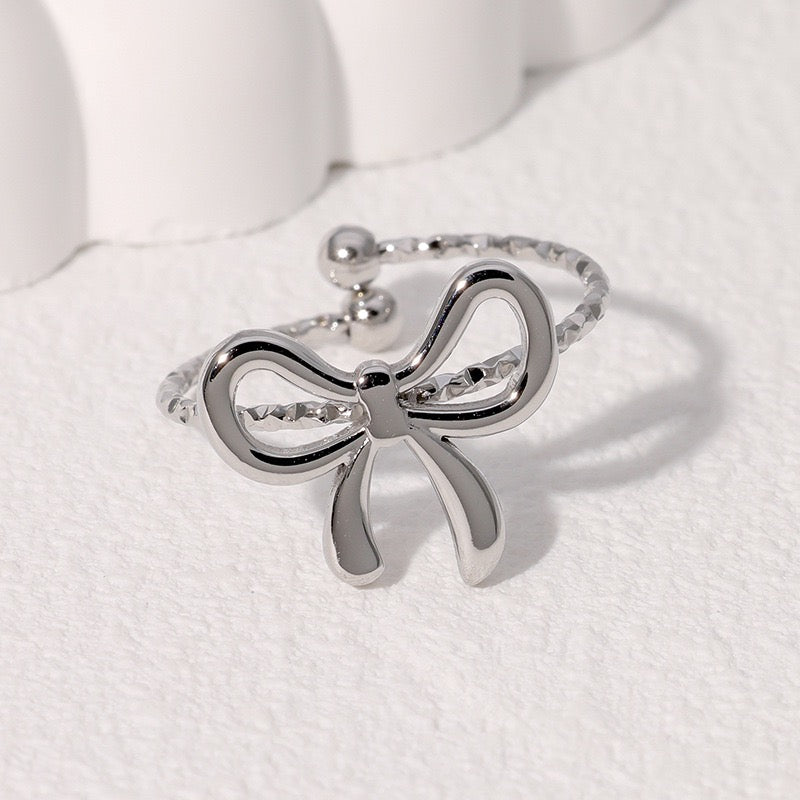 Classic blessing bow adjustable ring stainless steel water-resistant
