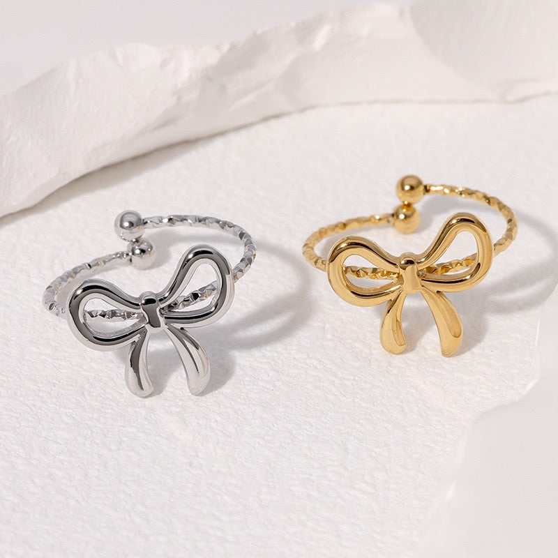 Classic blessing bow adjustable ring stainless steel water-resistant