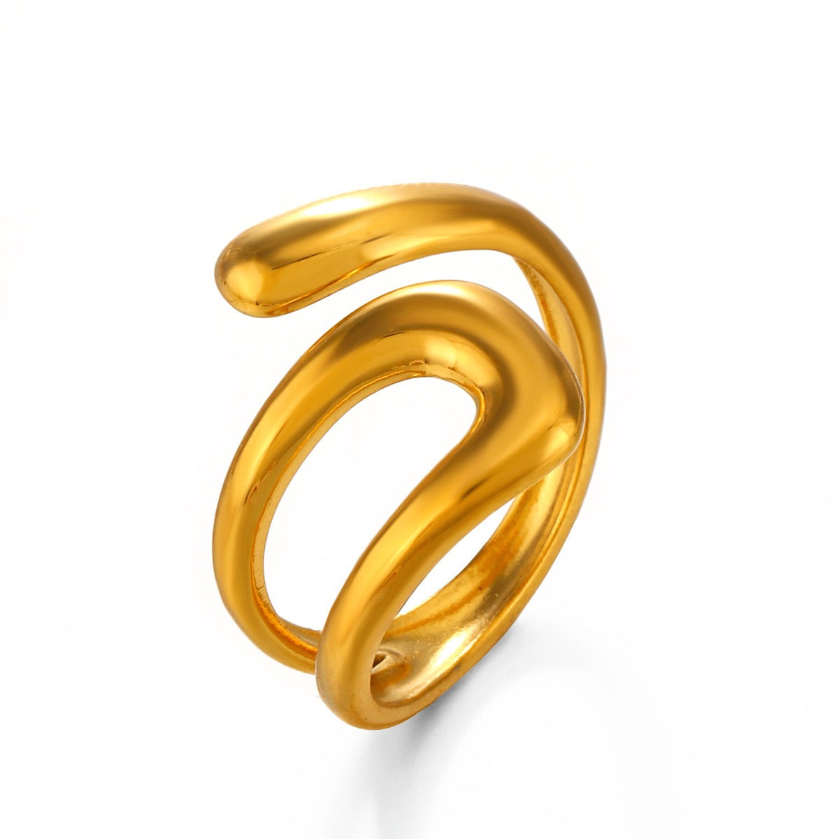 Geometric patterns stylish adjustable open ring stainless steel water-resistant