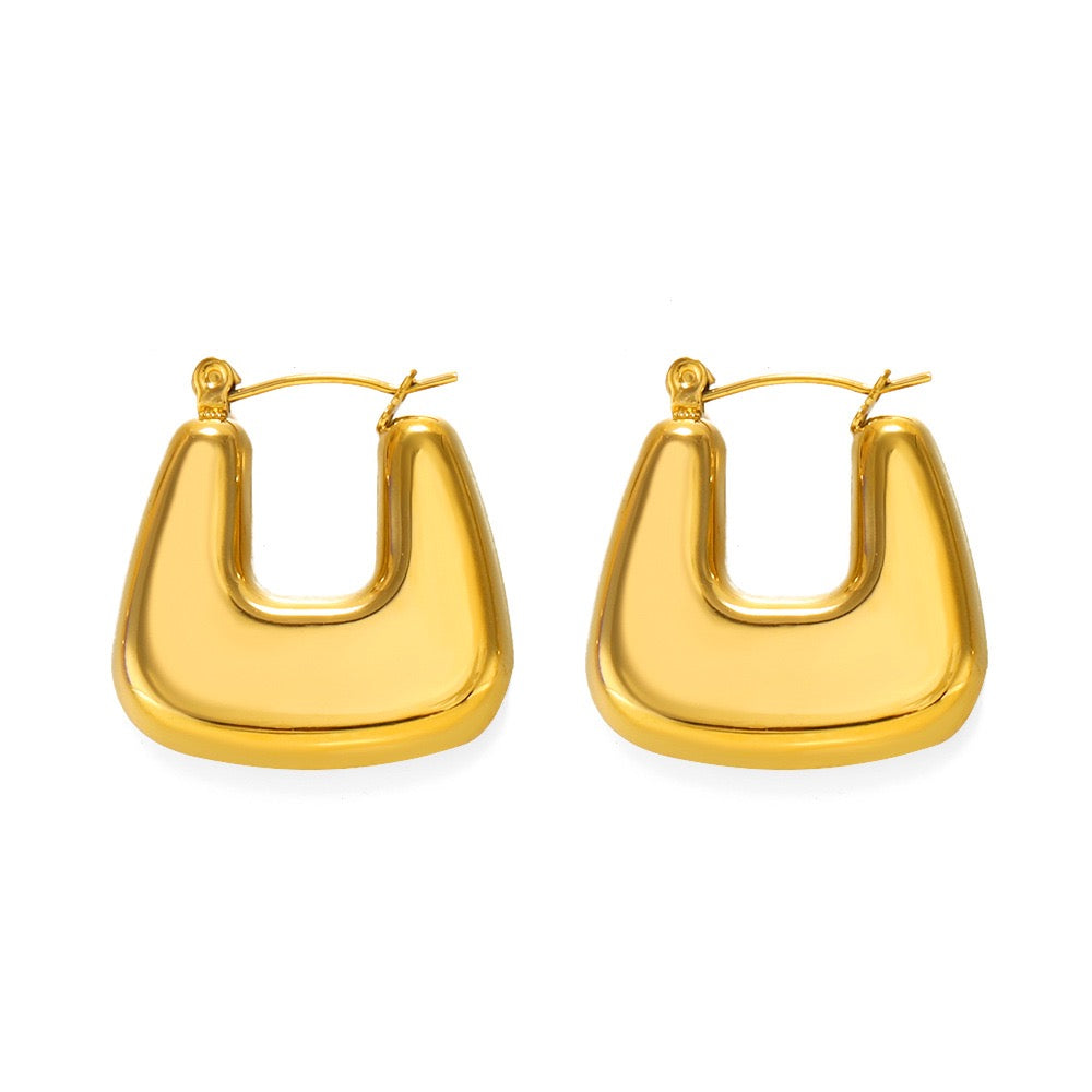 Square style stainless steel earrings tarnish free simple classic design