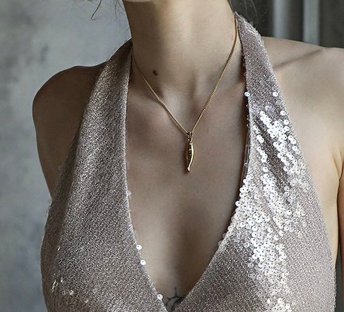 Fish ocean inspired design necklace stainless steel tarnish free water resistant