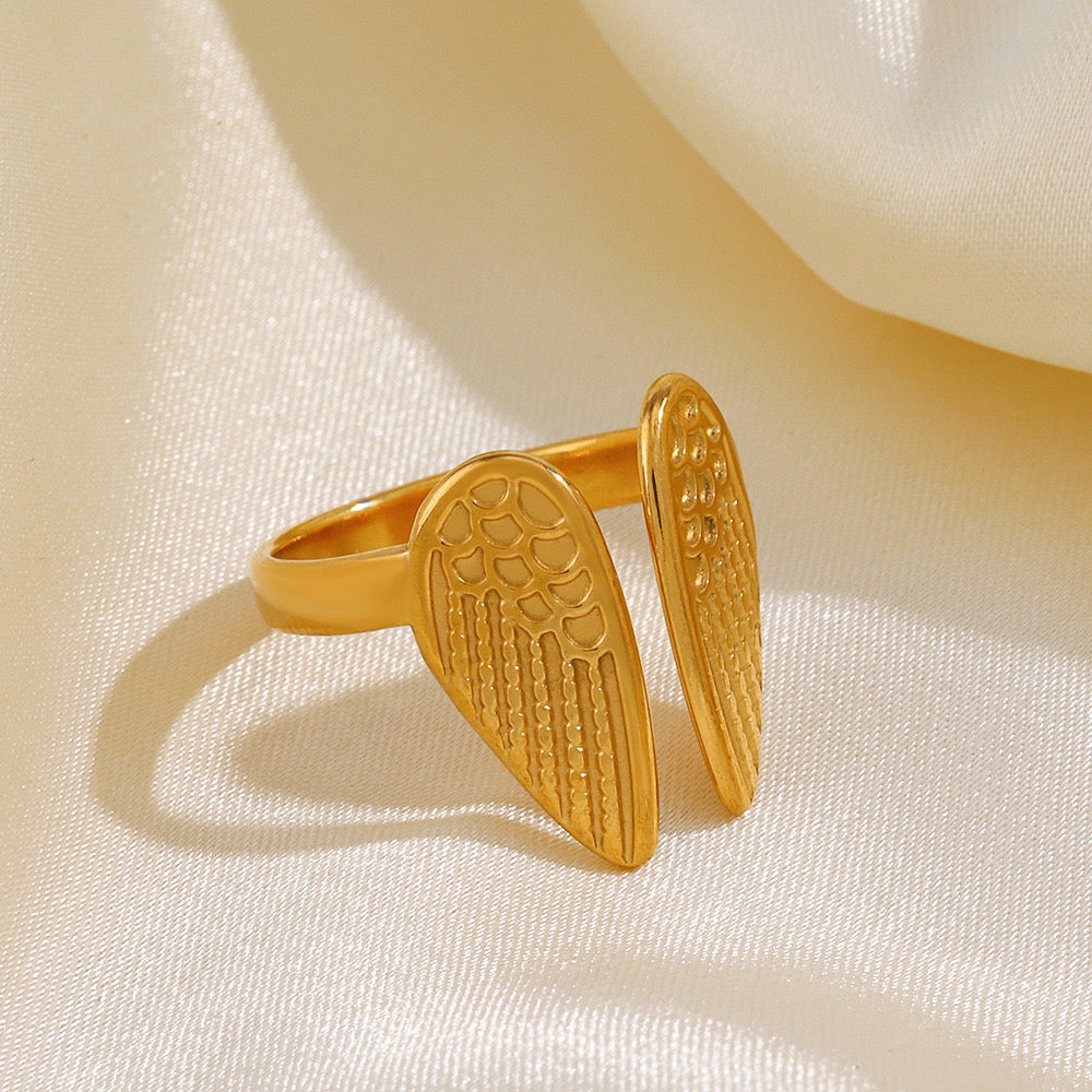 Angle wing design adjustable ring stainless steel water resistant tarnish free