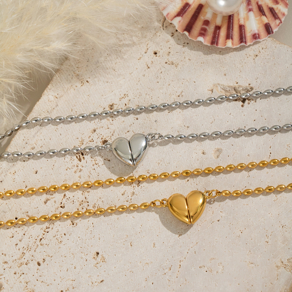 Classic love Heart magnet open design necklace stainless steel tarnish free