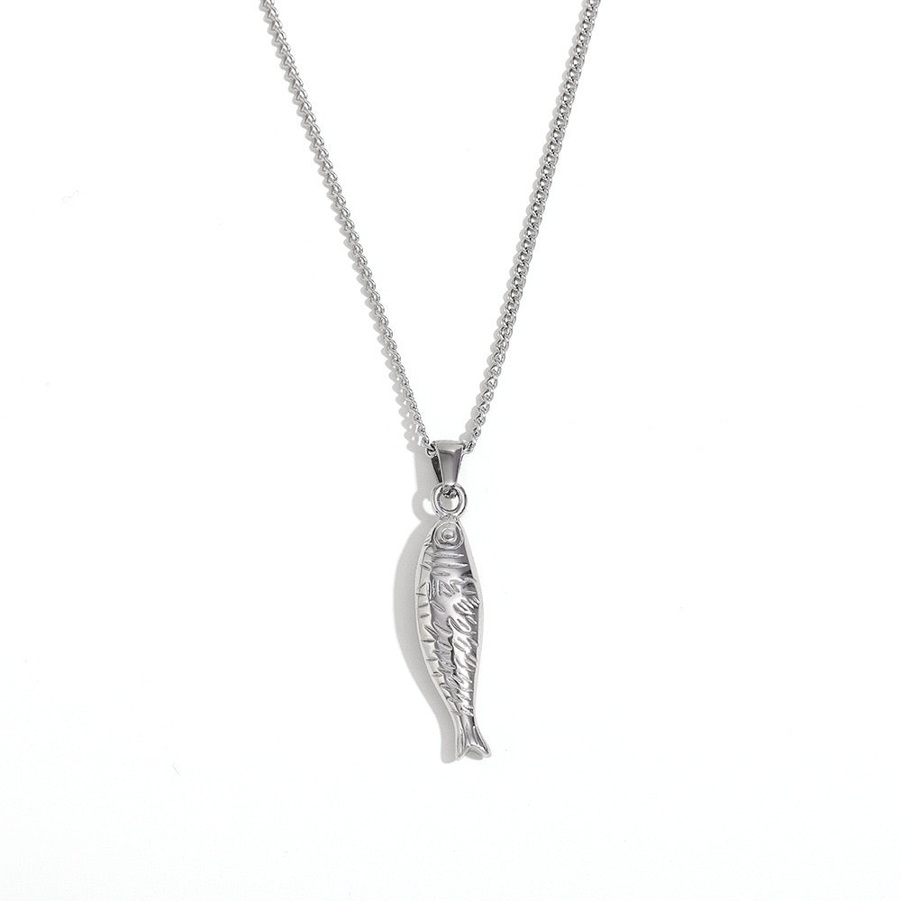 Fish ocean inspired design necklace stainless steel tarnish free water resistant
