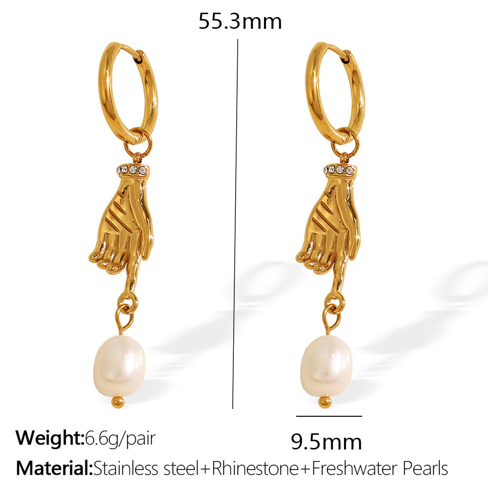 Fresh water pearls with hand cool dangle style earrings stainless steel tarnish free water resistant