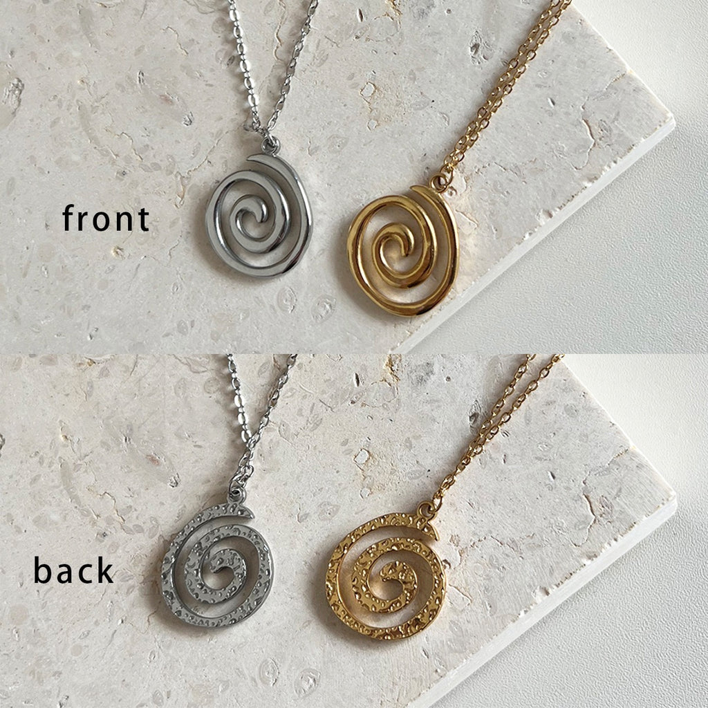 Swirl ocean inspired design silver&gold necklace stainless steel tarnish free water resistant