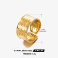 Shiny texture simple adjustable ring gold & silver stainless steel water resistant tarnish free