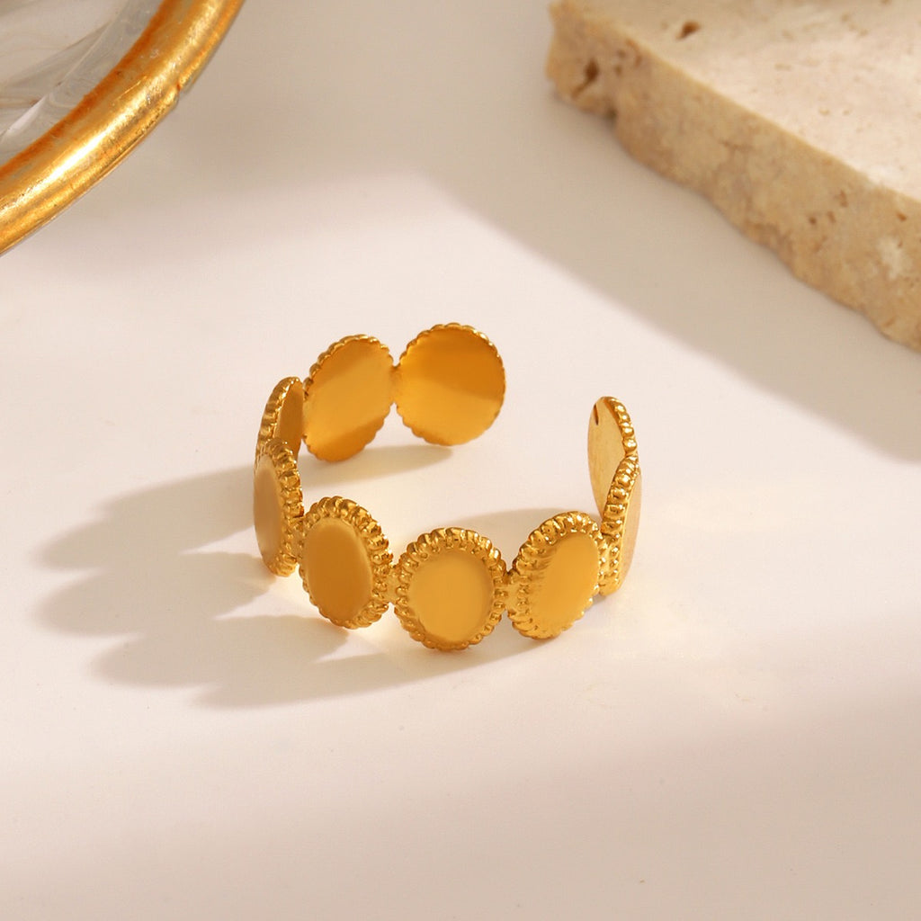 Little ovals simple design adjustable open ring stainless steel water resistant