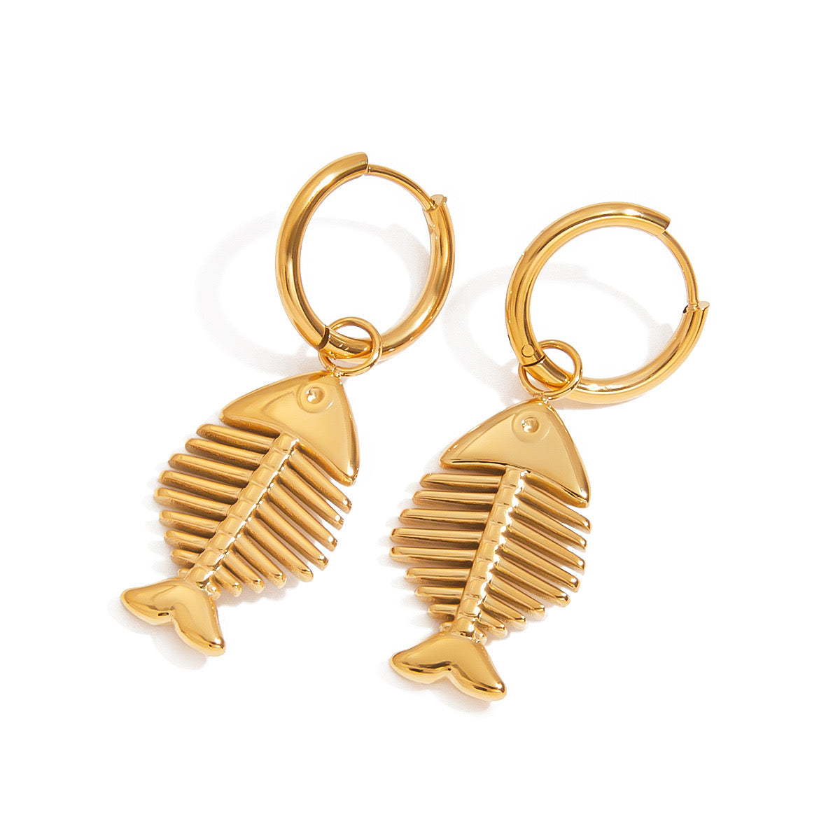 Fishbone style fashion unique design tarnish free stainless steel earring