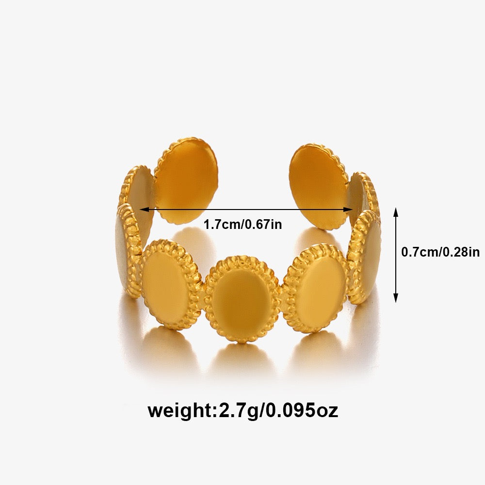 Little ovals simple design adjustable open ring stainless steel water resistant