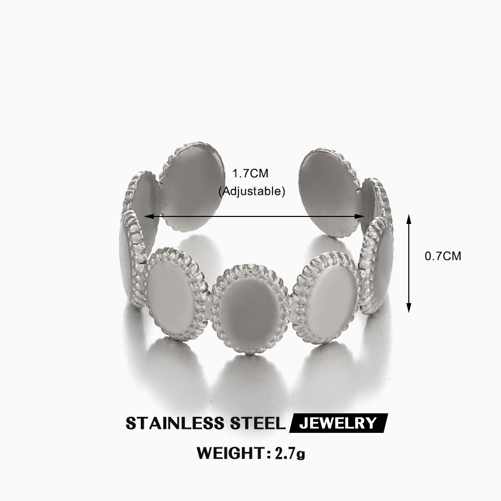 Little ovals simple design adjustable open ring stainless steel water resistant