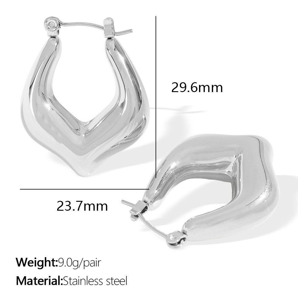 New shape essential hoops earrings silver&gold stainless steel waterproof