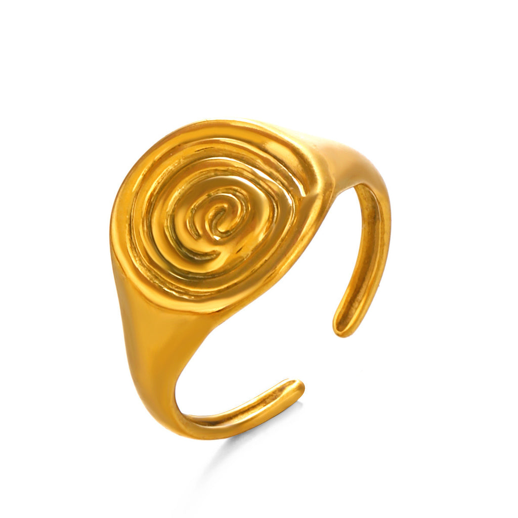 Swirl ocean inspired adjustable ring stainless steel tarnish free water resistant