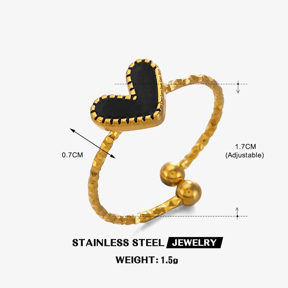 Little colourful heart design adjustable open ring stainless steel tarnish free water resistant