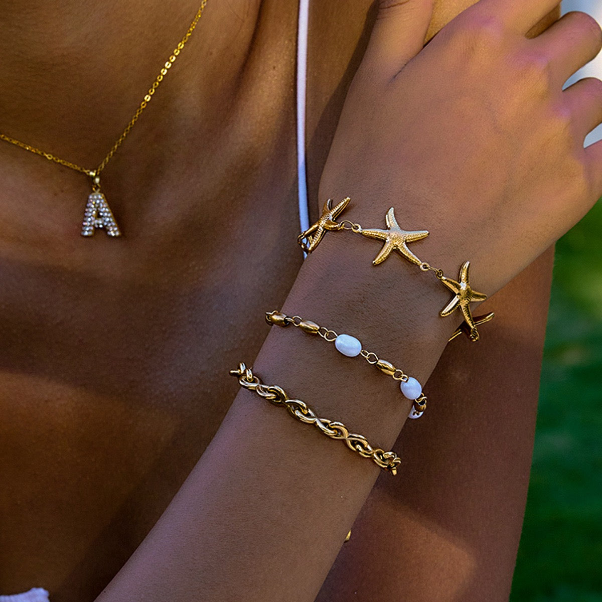 Large Star fish adjustable bracelet stainless steel tarnish free