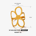 Large floral Five-petaled flower design adjustable ring gold & silver stainless steel water resistant tarnish free