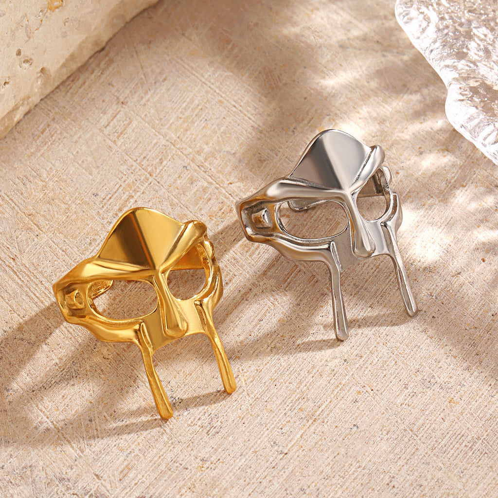 Armour head design adjustable size gold&silver ring stainless steel tarnish free