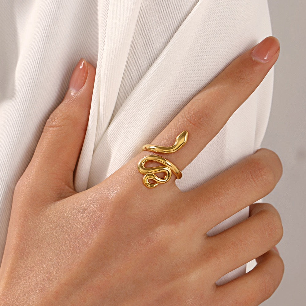 Snake coils design adjustable open ring stainless steel water-resistant