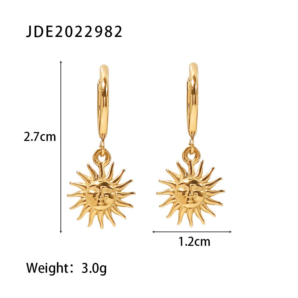 Little sun energy support gold&silver earrings stainless steel tarnish free