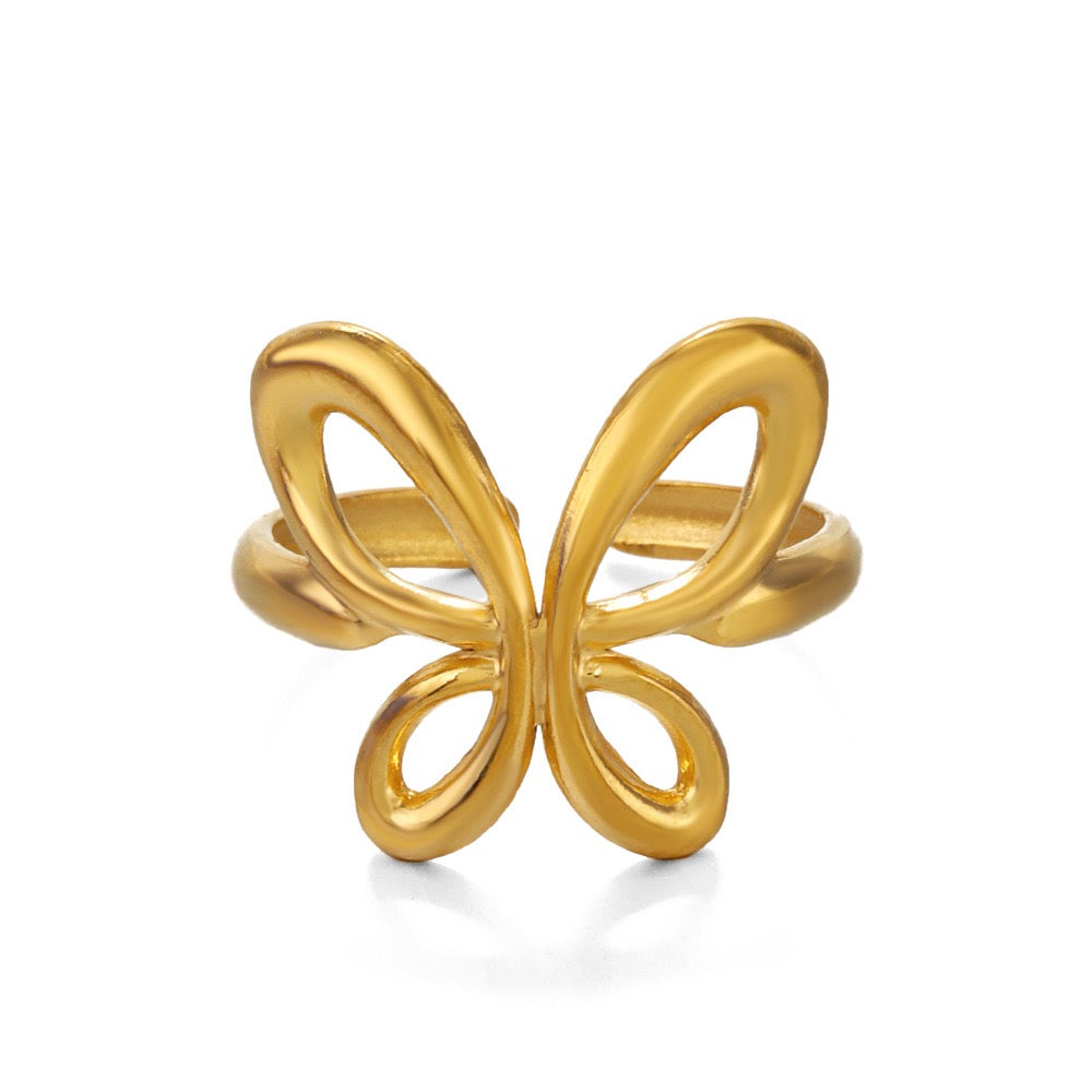 Butterfly shape design adjustable stainless steel water-resistant ring