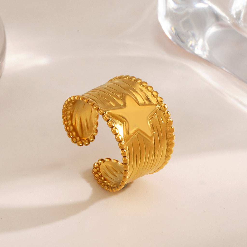 Star chunky ring stainless steel tarnish free adjustable size