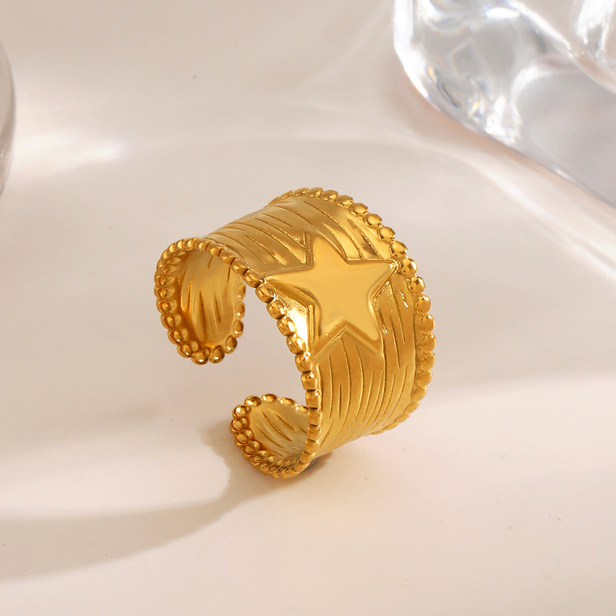 Star chunky ring stainless steel tarnish free adjustable size