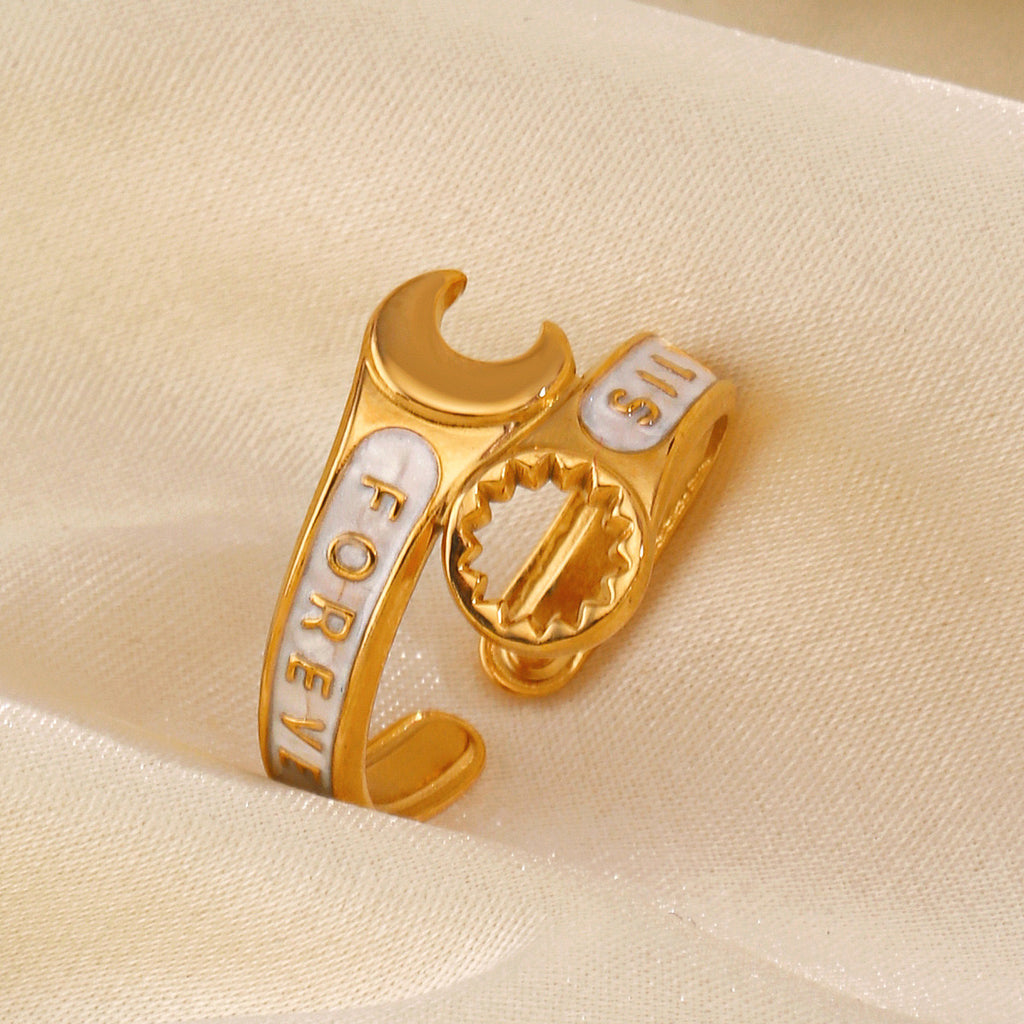 Spanner design Mechanic Engineer Unique design adjustable ring stainless steel tarnish free